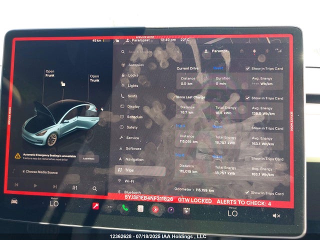5YJ3E1EB4NF311826 Tesla MODEL 3