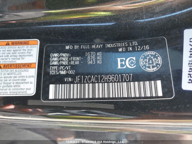 Subaru na 2017 JF1ZCAC12H9601707 Image 9