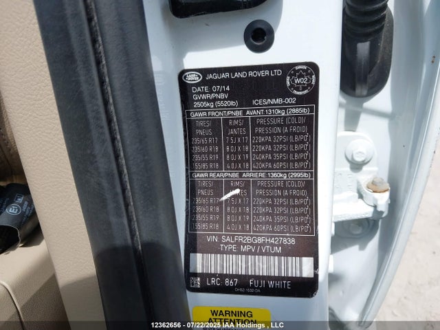 SALFR2BG8FH427838 Land Rover Lev2 Ulev