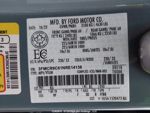 3FMCR9C61NRE14138 Ford dragon