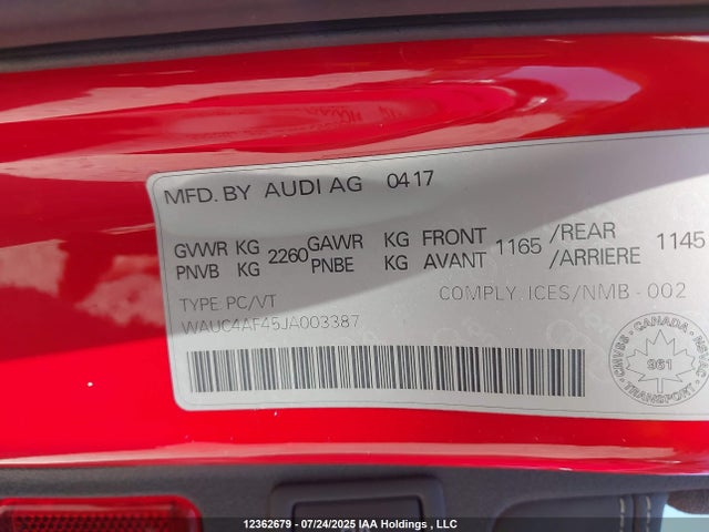 WAUC4AF45JA003387 Audi S4