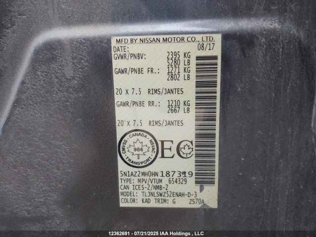 5N1AZ2MH0HN187319 Nissan 2017