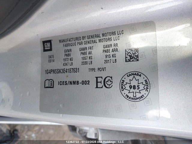 1G4PN5SK3E4187631 Buick lea