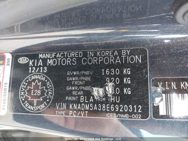 KIA dohc gamma 2014 KNADM5A38E6920312 Image 9