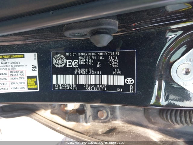 Toyota 2zr-fae 2020 5YFBPRBE1LP054161 Image 9