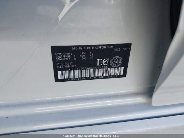 4S3GTAW64H3745304 Subaru na