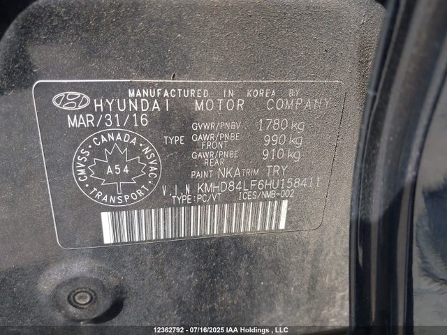 KMHD84LF6HU158411 Hyundai 2017