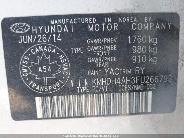 Hyundai dohc gdi nu 2015 KMHDH4AH3FU266793 Image 9