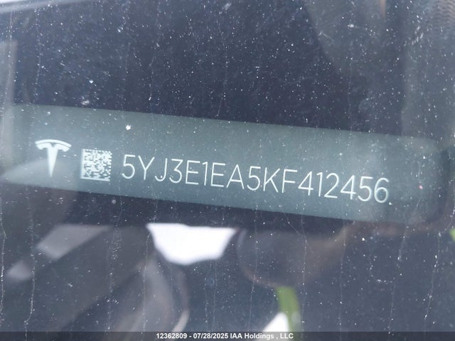 5YJ3E1EA5KF412456 Tesla MODEL 3