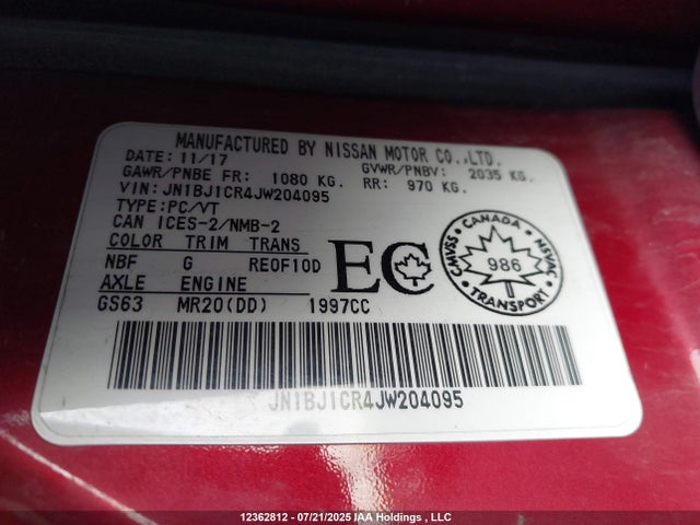JN1BJ1CR4JW204095 Nissan ROGUE SPORT