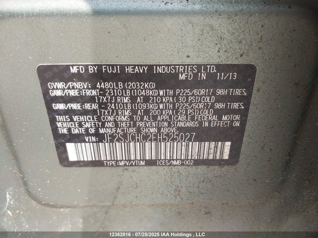JF2SJCHC2EH525027 Subaru 2.5na c0