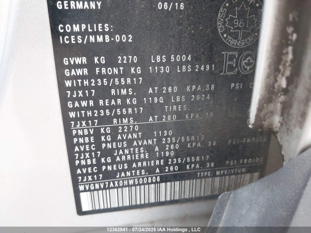 WVGNV7AX0HW500806 Volkswagen Tiguan