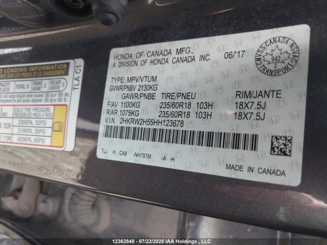 2HKRW2H55HH123678 Honda l15be