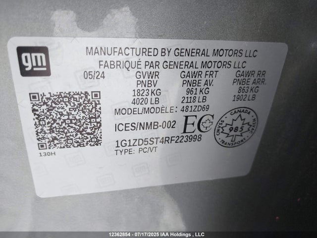 1G1ZD5ST4RF223998 Chevrolet lfv