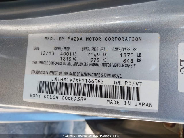 JM1BM1V7XE1166083 Mazda pe