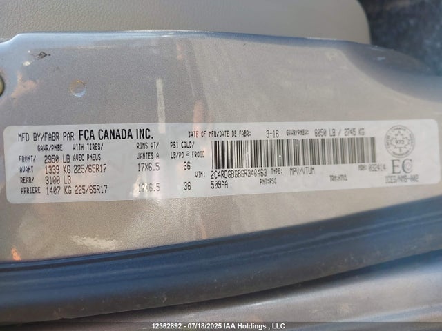 2C4RDGBG8GR340463 Dodge 2016