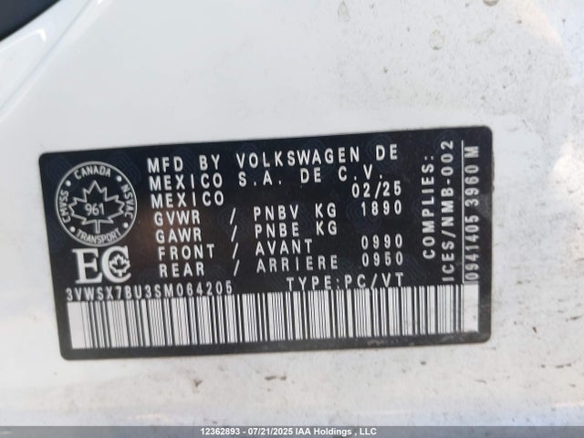 3VWSX7BU3SM064205 Volkswagen tsi