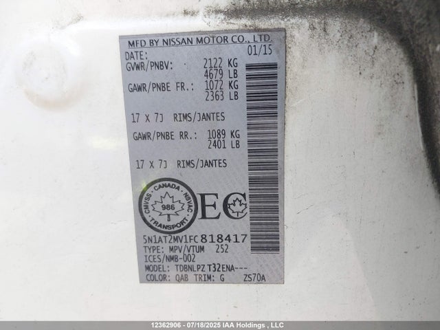 5N1AT2MV1FC818417 Nissan Rogue
