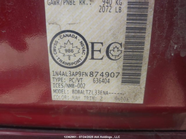 1N4AL3AP9FN874907 Nissan 2015