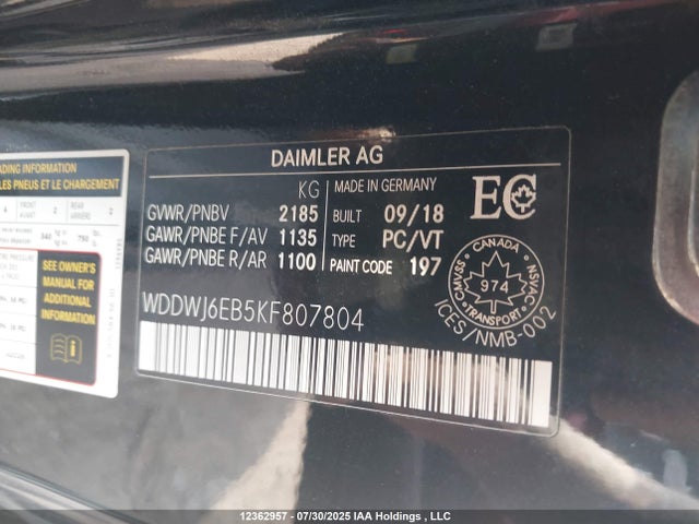 WDDWJ6EB5KF807804 Mercedes-Benz m276