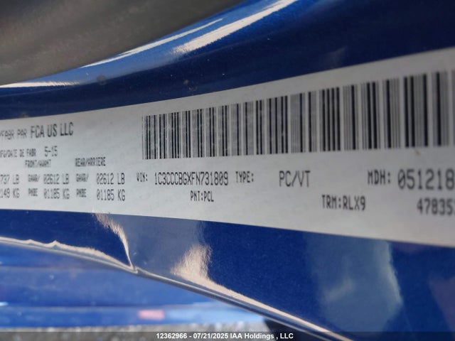 1C3CCCBGXFN731809 Chrysler 200