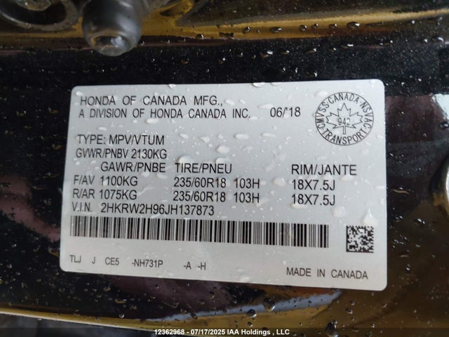 Honda l15be 2018 2HKRW2H96JH137873 Image 9