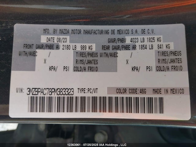 3MZBPAC78PM383323 Mazda pe