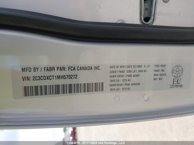 Dodge 2021 2021 2C3CDXCT1MH570272 Image 9
