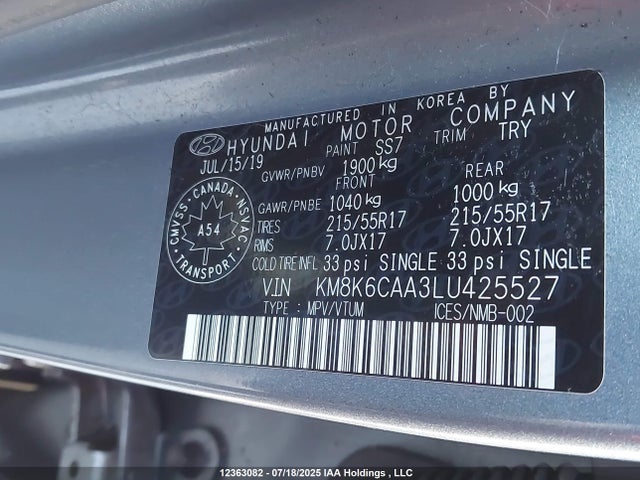 KM8K6CAA3LU425527 Hyundai mpi nu