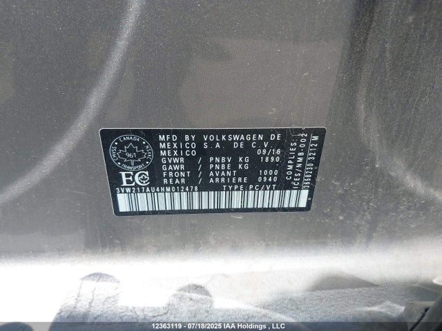 3VW217AU4HM012478 Volkswagen 1.8 tsi
