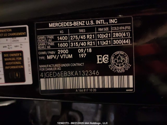 Mercedes-Benz m276 2019 4JGED6EB3KA132346 Image 9