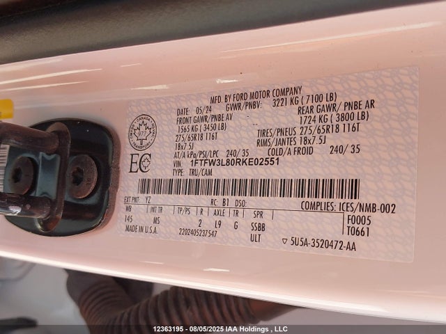 1FTFW3L80RKE02551 Ford gtdi