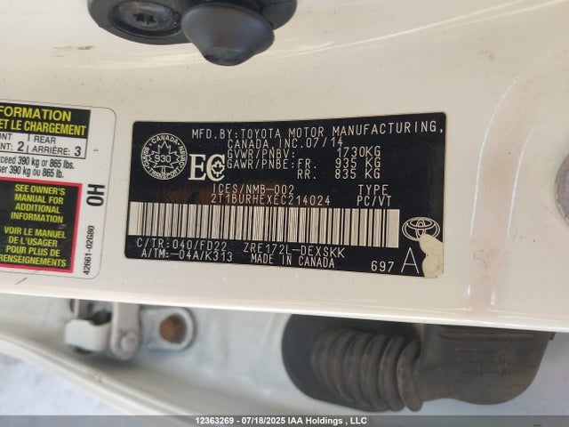 Toyota 2zr-fe 2014 2T1BURHEXEC214024 Image 19