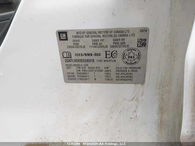 2GKFLVEK8E6345918 GMC lea - flex fuel (gas/alc), aluminum, high output