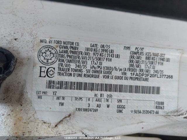 Ford 2015 2015 1FADP3F20FL377268 Image 18