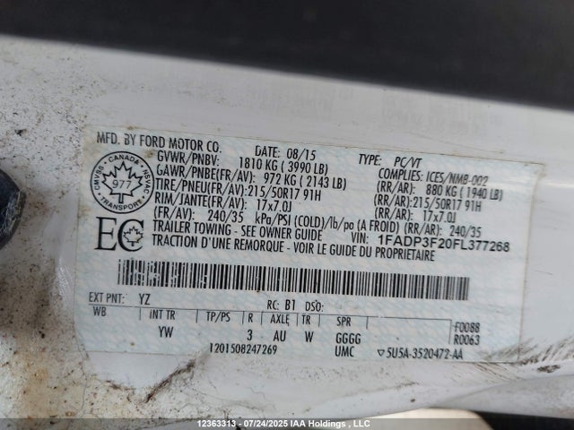 Ford 2015 2015 1FADP3F20FL377268 Image 9