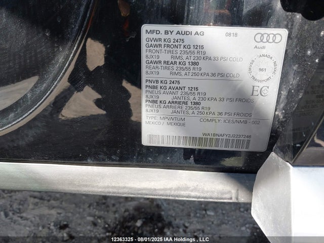 WA1BNAFY2J2237246 Audi Q5