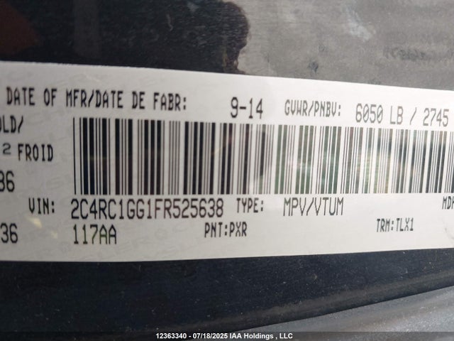 2C4RC1GG1FR525638 Chrysler Town and Country