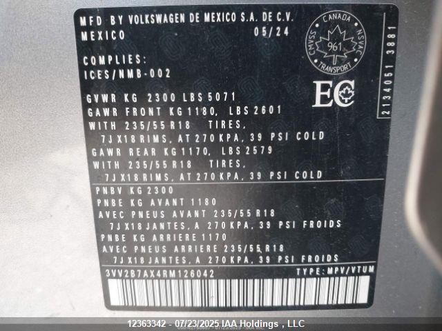 3VV2B7AX4RM126042 Volkswagen tsi