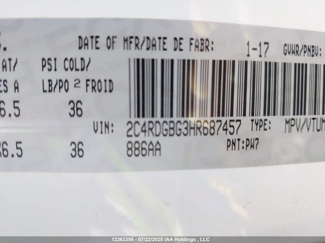 2C4RDGBG3HR687457 Dodge Grand Caravan