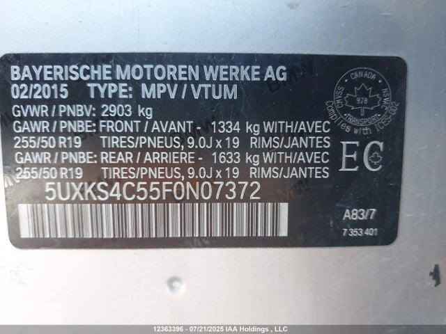 5UXKS4C55F0N07372 BMW X5