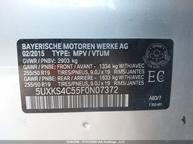 5UXKS4C55F0N07372 BMW X5