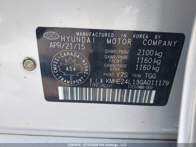 Hyundai dohc gdi nu 2016 KMHE24L13GA011179 Image 9