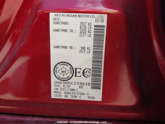1N4AL3AP6JC259638 Nissan 2018