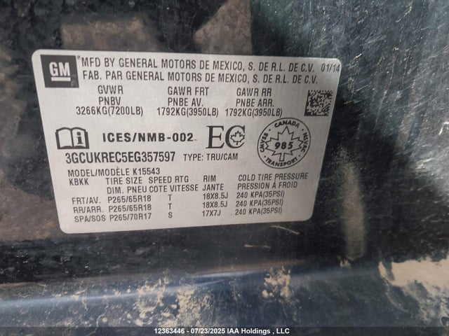 3GCUKREC5EG357597 Chevrolet l83 - vvt, afm (active fuel management), aluminum