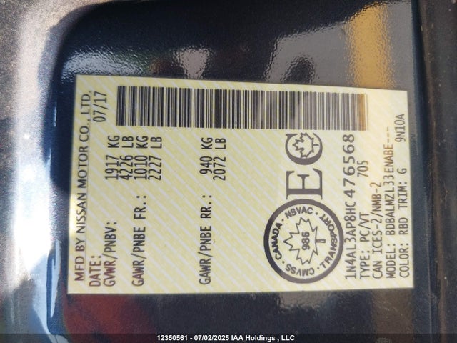 1N4AL3AP8HC476568 Nissan 2017