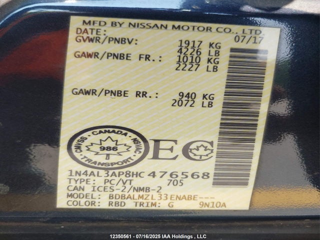 1N4AL3AP8HC476568 Nissan 2017