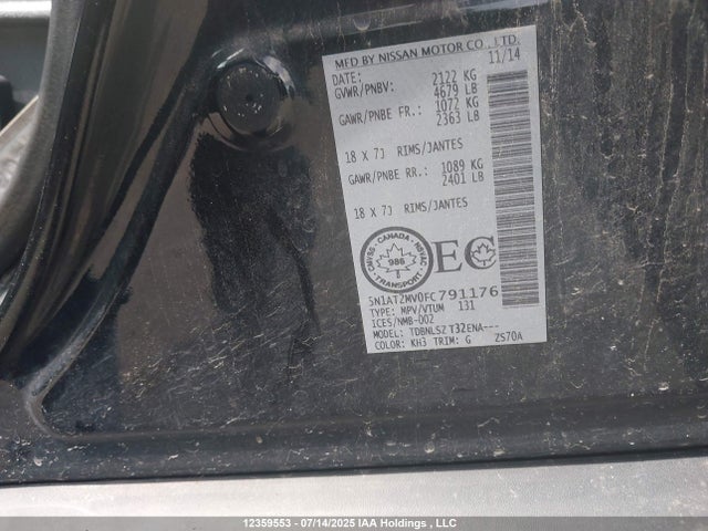 5N1AT2MV0FC791176 Nissan 2015