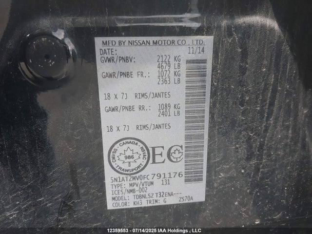 5N1AT2MV0FC791176 Nissan 2015