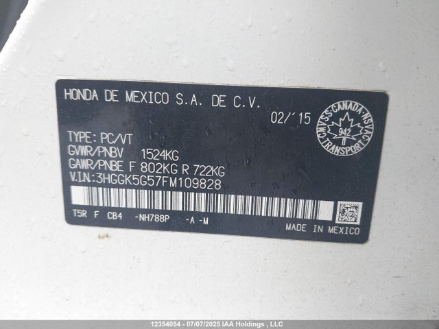 3HGGK5G57FM109828 Honda l15b1